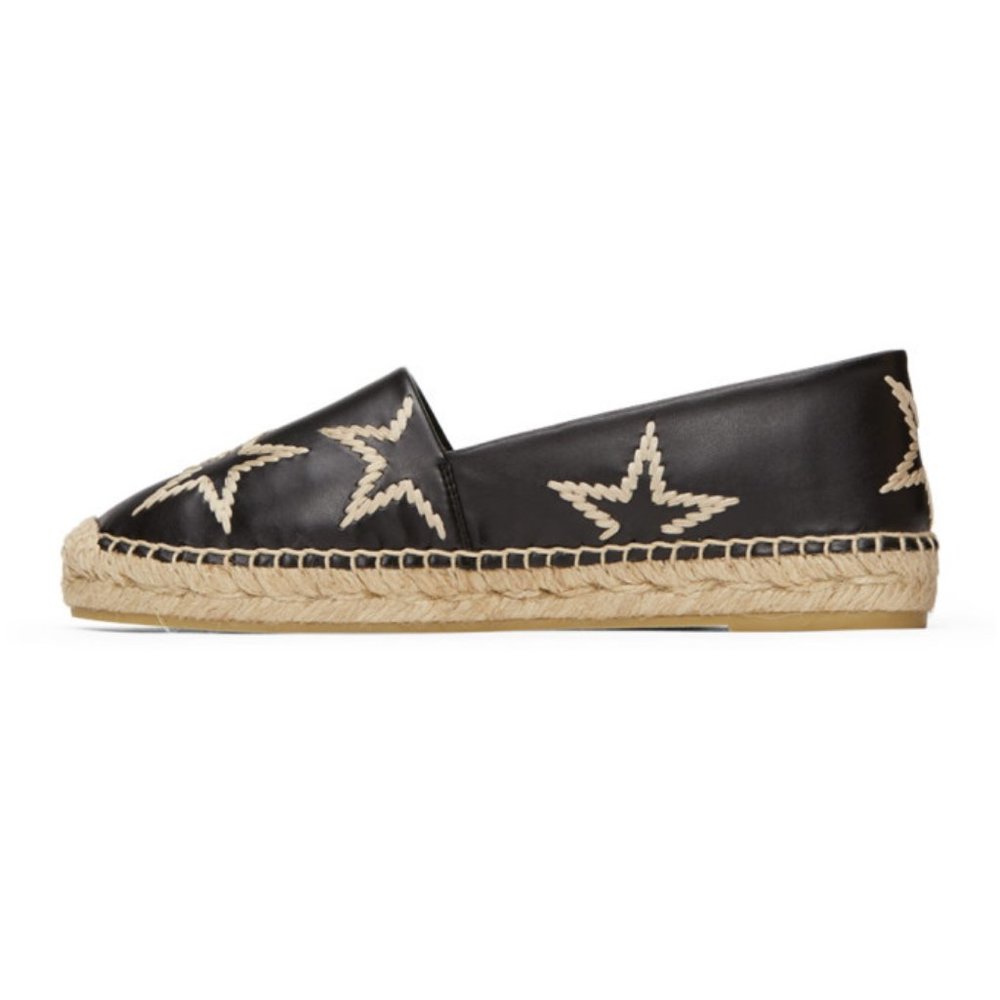 STELLA MCCARTNEY Espadrilles Shoes Selene Star Black Natural Jute Size 8